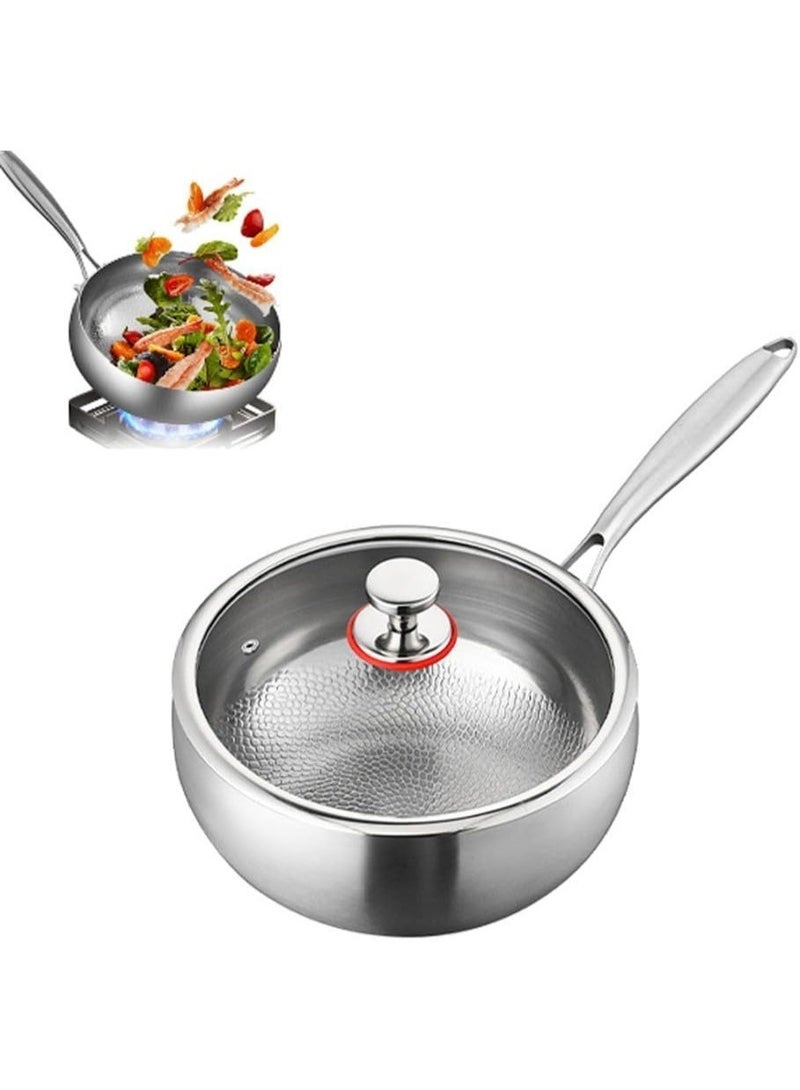Bukela Titanium Hammered Pan with Lid, Thickened Multi-Layer Stock Pot, Titanium Wok Pan, Scratch-Resistant Non Stick Titanium Frying Pans, Even Heating for Cooking,9.44in/lid - Image 1